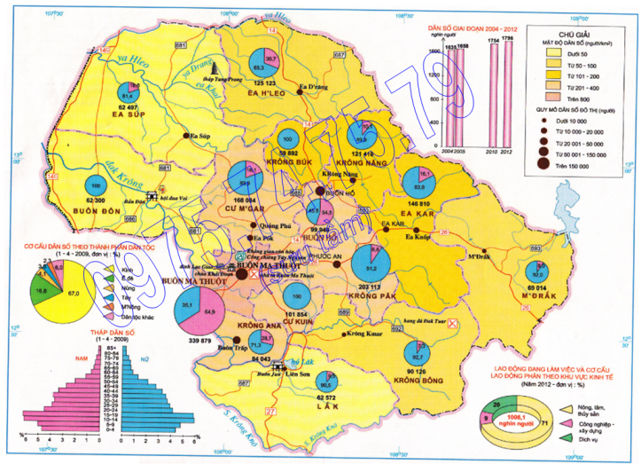 Bản đồ Dân cư tỉnh Đăk Lăk