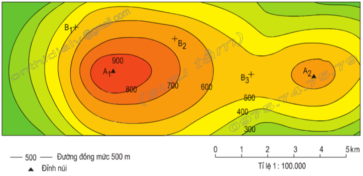 Hinh 44. Lược đồ địa hình tỉ lệ lớn