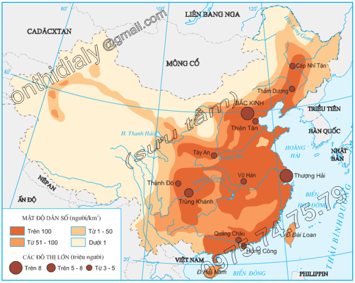 Hinh 10.4. Phân bố dân cư Trung Quốc