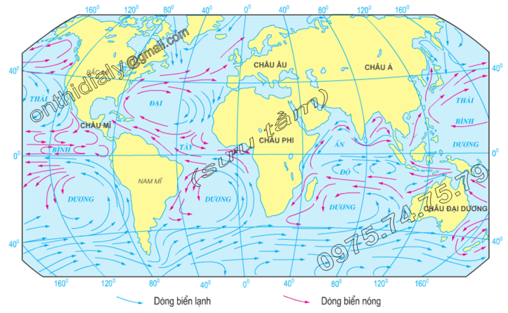 Hinh 16.4. Các dòng biển trên thế giới