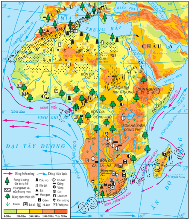 Hinh 26.1. Lược đồ tự nhiên châu Phi