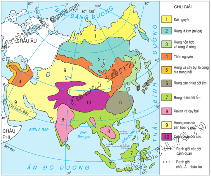 Hinh 3.1. Lược đồ cảnh quan tự nhiên châu Á