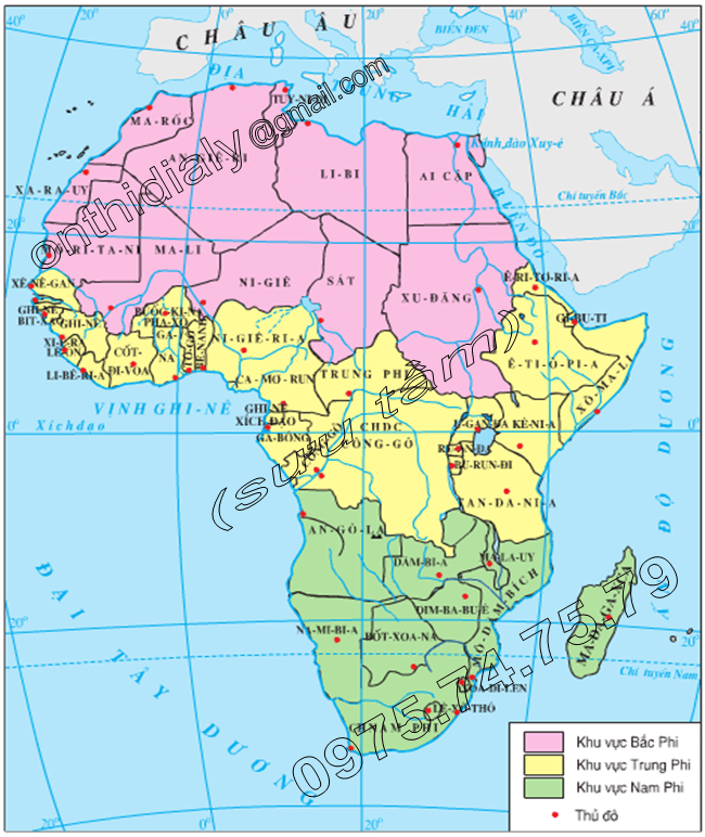 Hinh 32.1. Lược đồ ba khu vực châu Phi