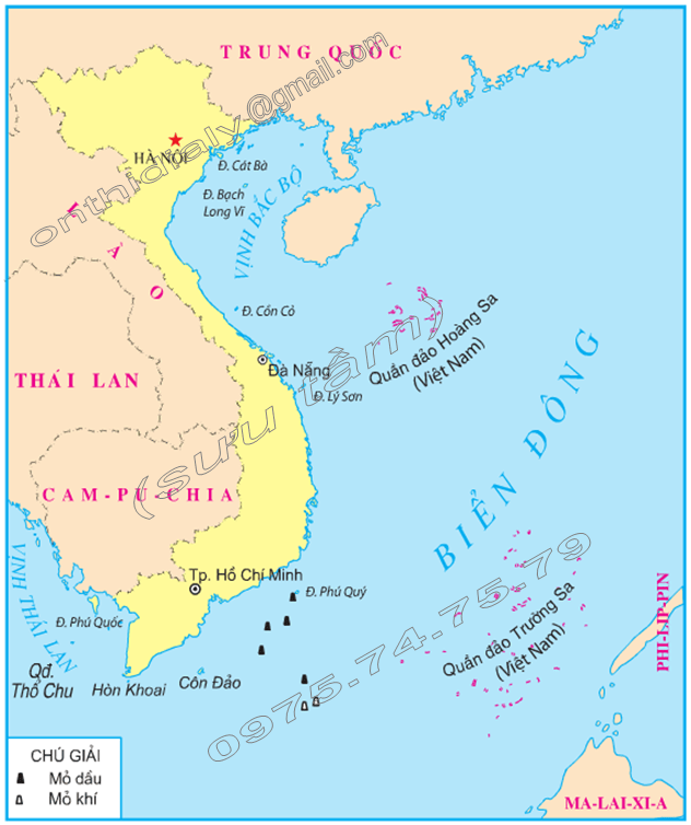 Hinh 1. Biển Đông, các đảo và quần đảo của nước ta