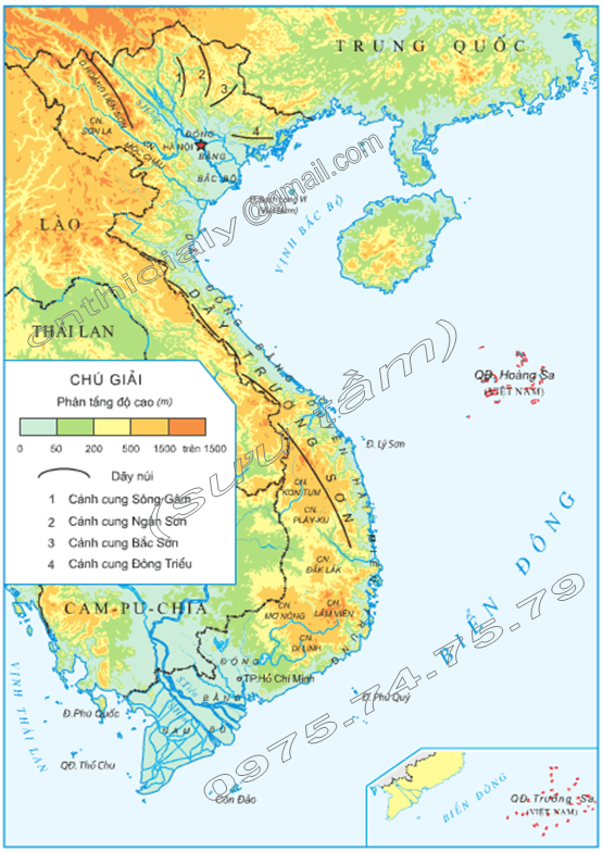 Hinh 1. Lược đồ địa hình Việt Nam