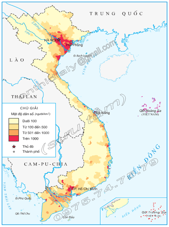 Hinh 2. Lược đồ mật độ dân số Việt Nam