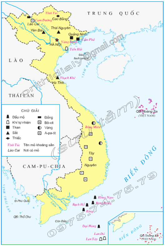 Hinh 2. Lược đồ một số khoáng sản Việt Nam