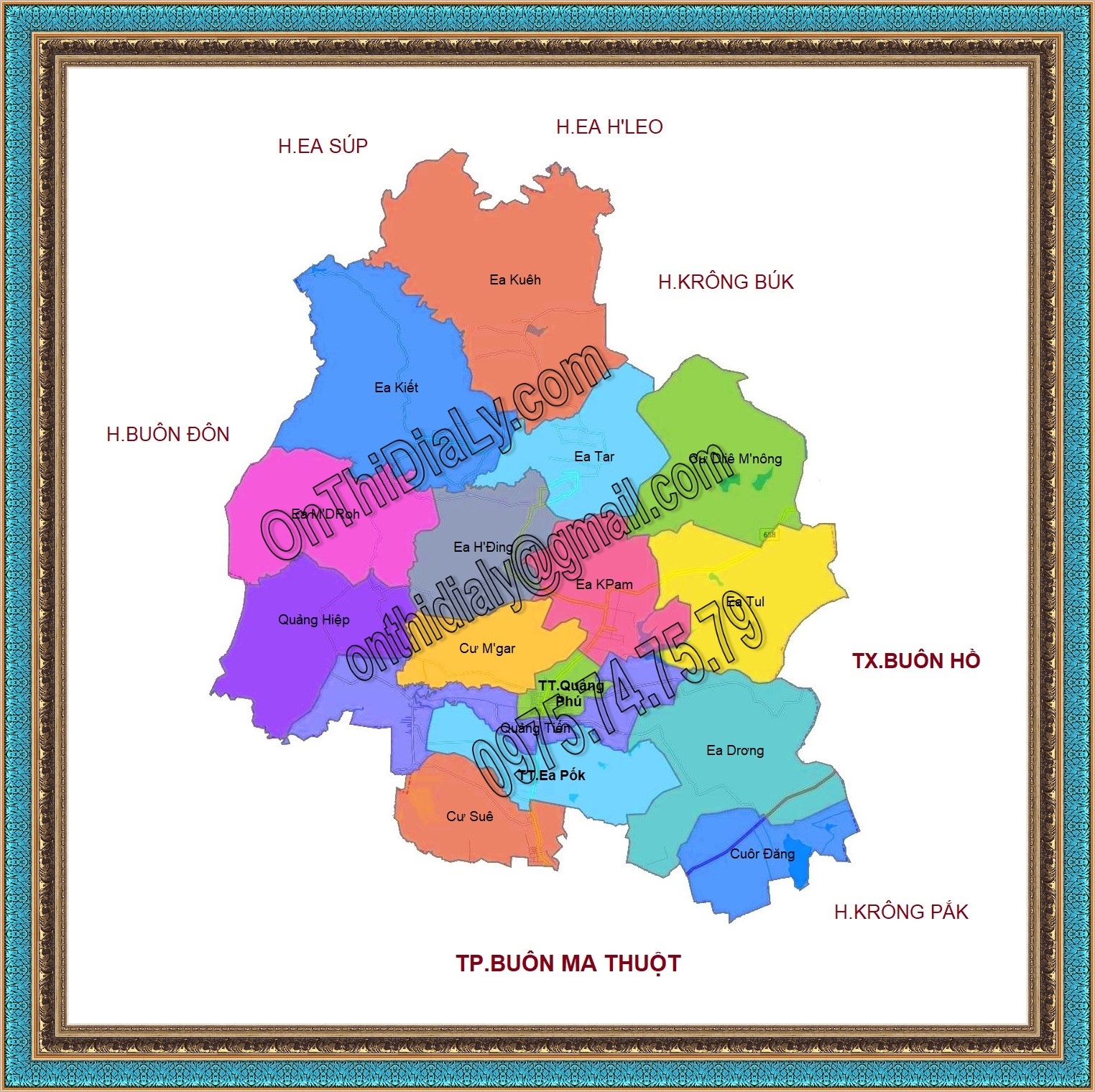 Bản đồ huyện Cư M'gar, tỉnh Đắk Lắk