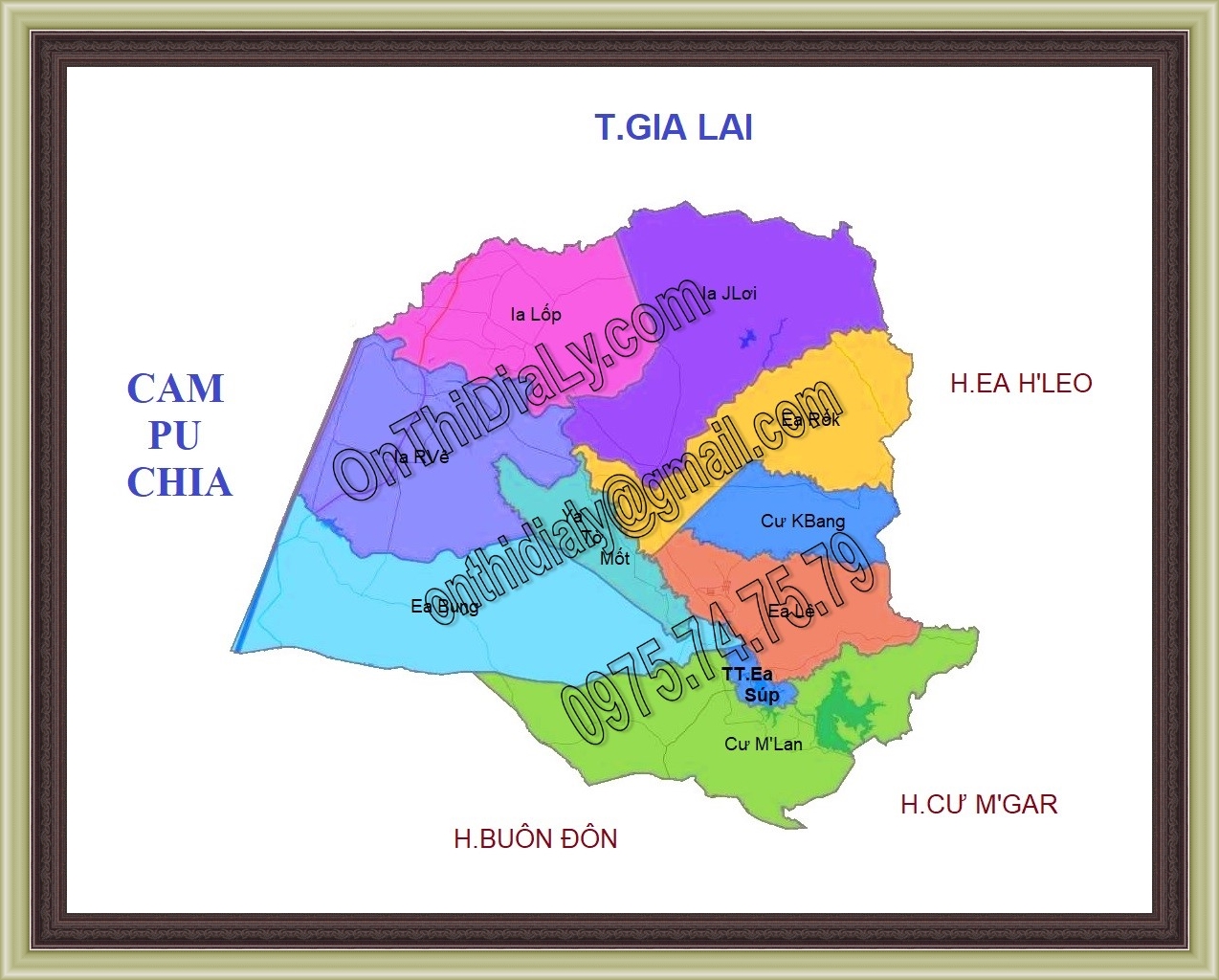 Bản đồ huyện Ea Súp, tỉnh Đắk Lắk