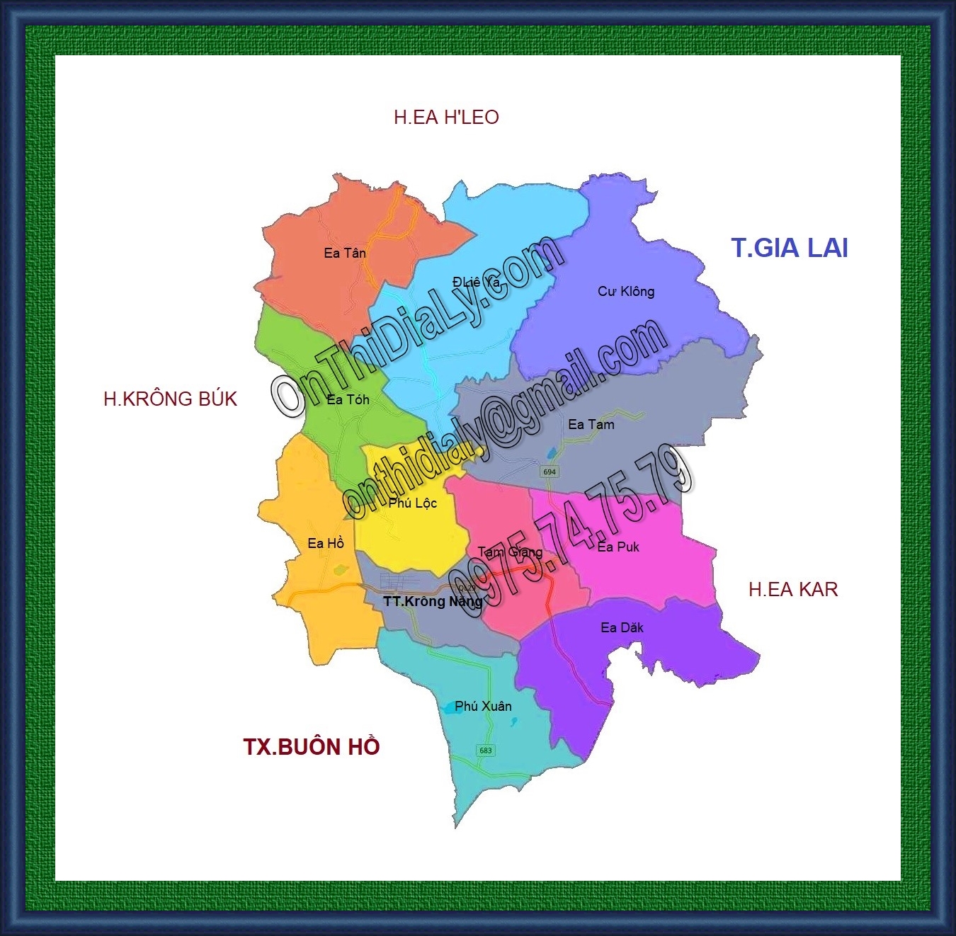 Bản đồ huyện Krông Năng, tỉnh Đắk Lắk