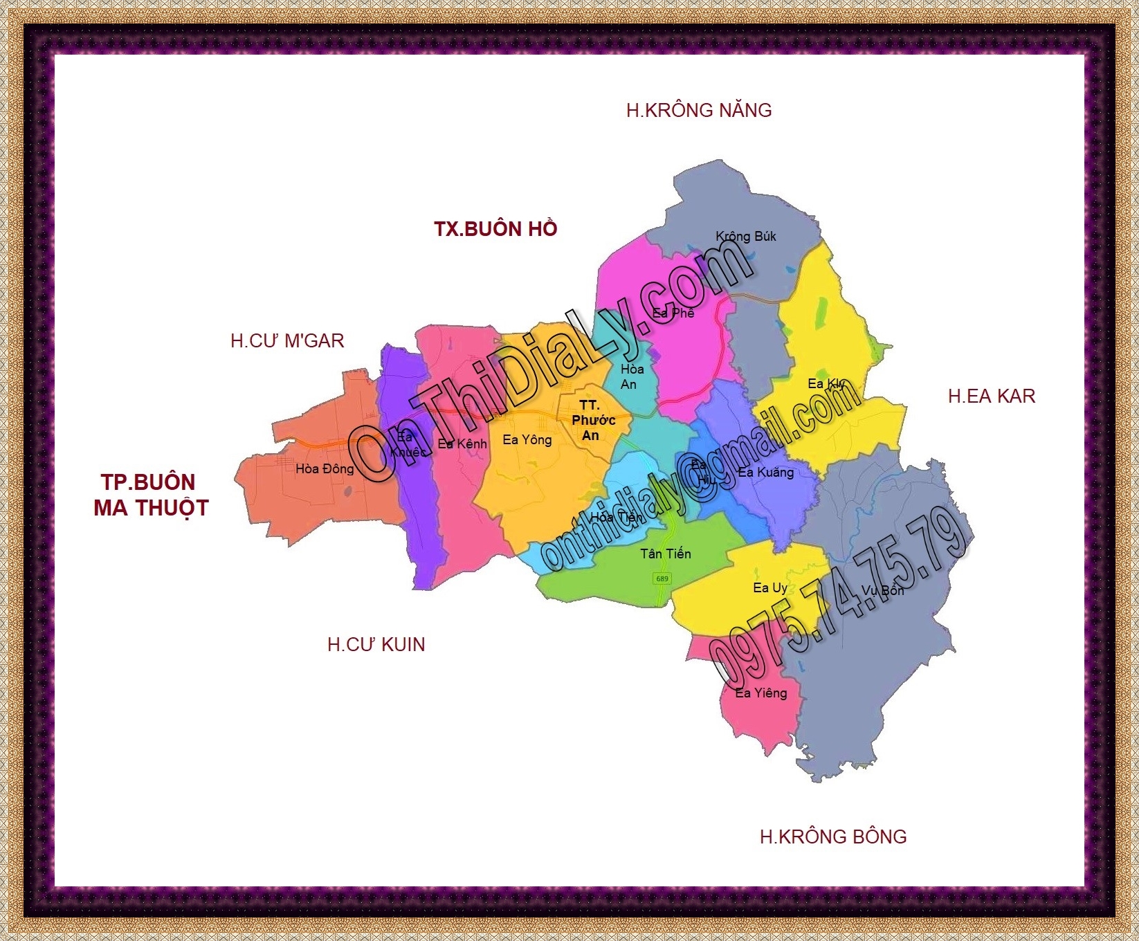 Bản đồ huyện Krông Pắc, tỉnh Đắk Lắk