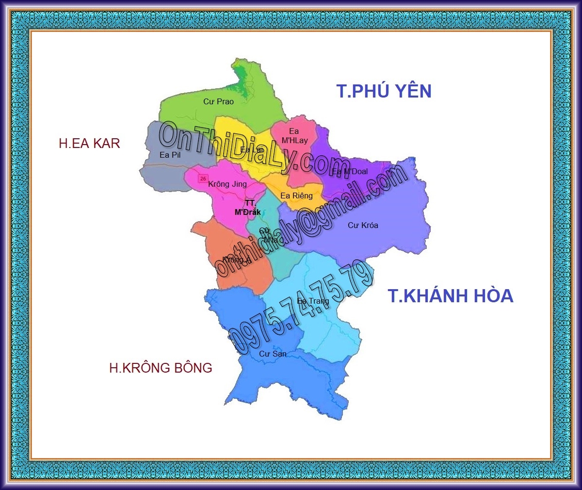 Bản đồ huyện M'Đrắk, tỉnh Đắk Lắk