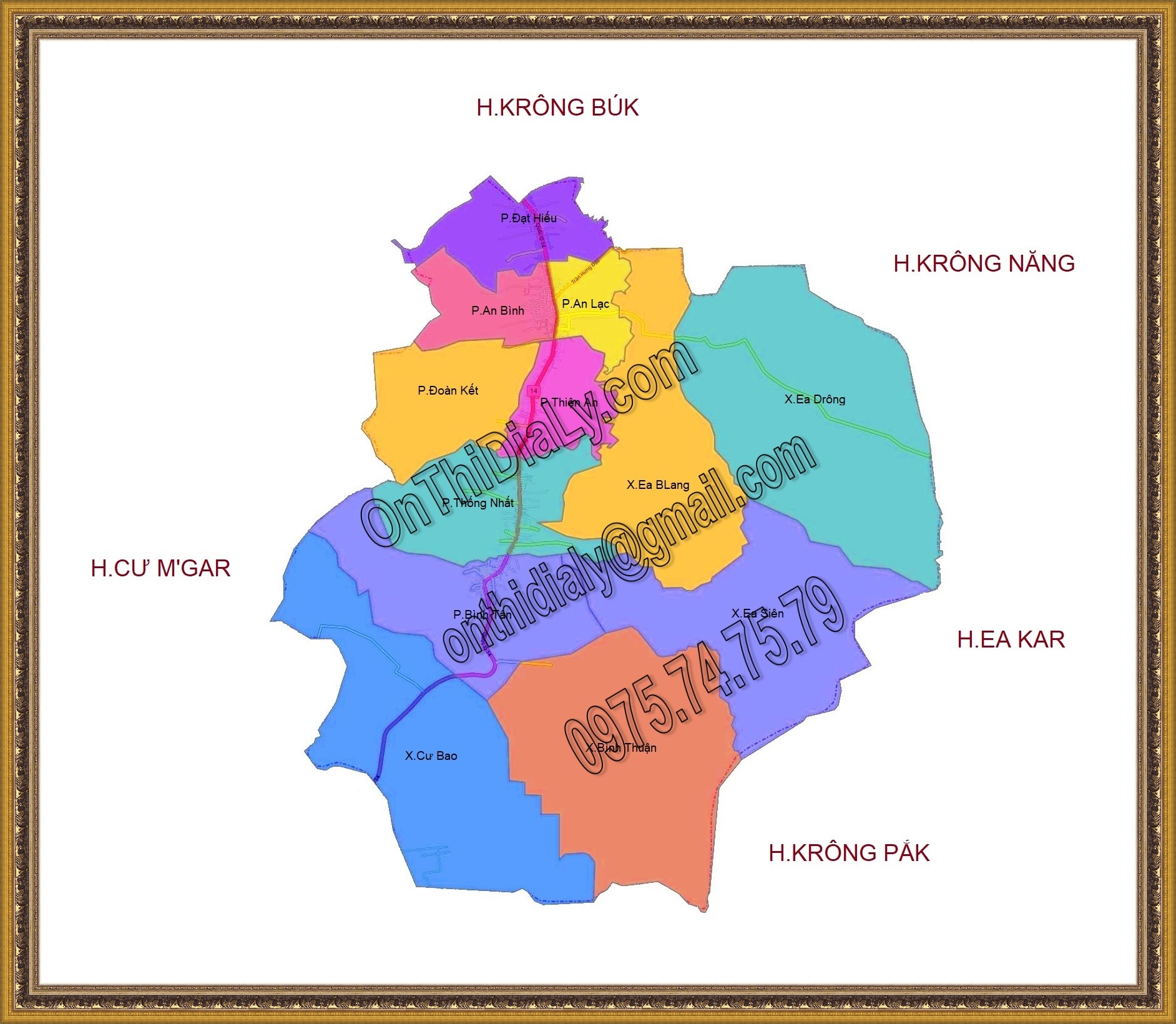 Bản đồ Thị xã Buôn Hồ, tỉnh Đắk Lắk