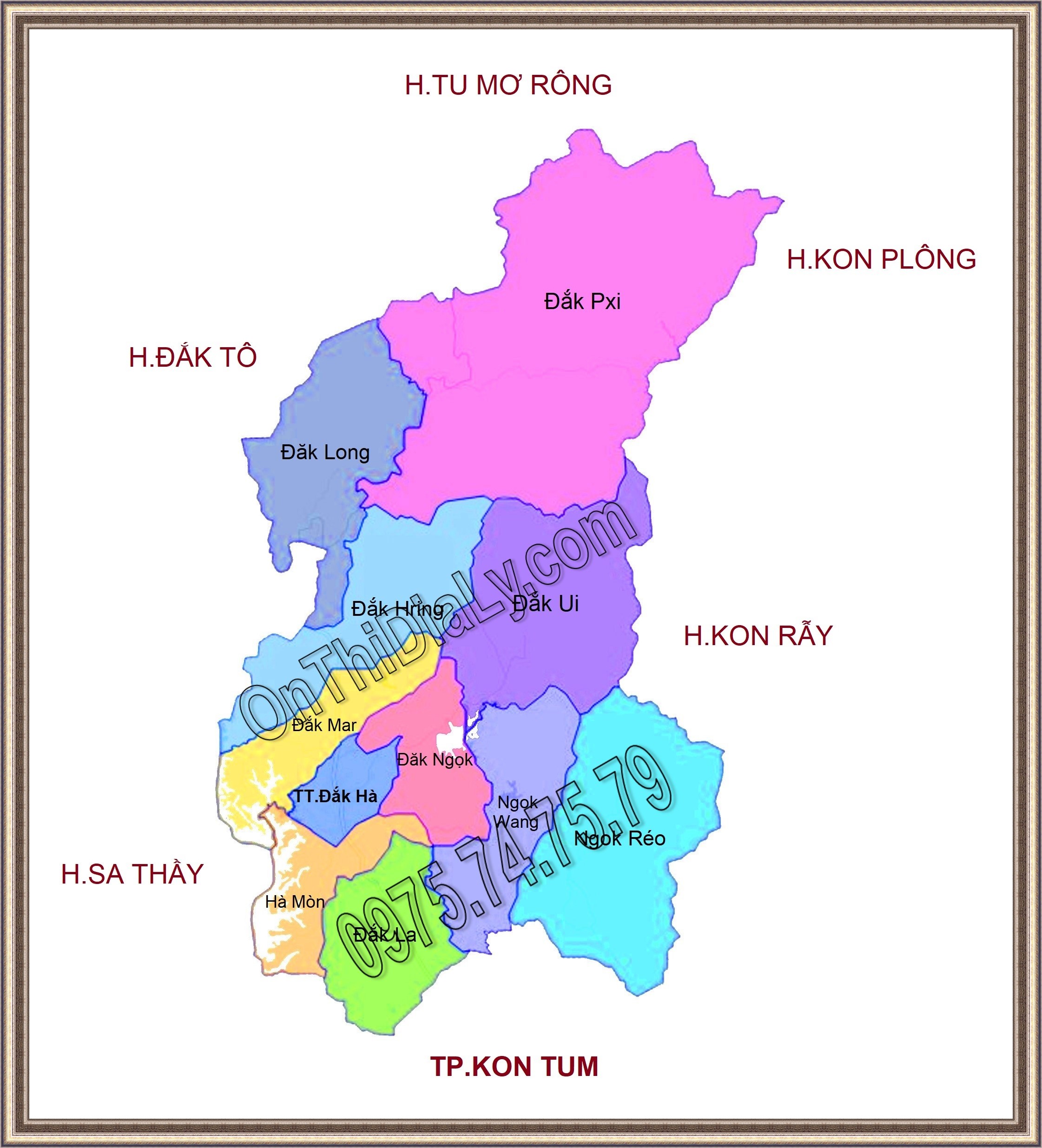 Bản đồ huyện Đắk Hà, tỉnh Kon Tum