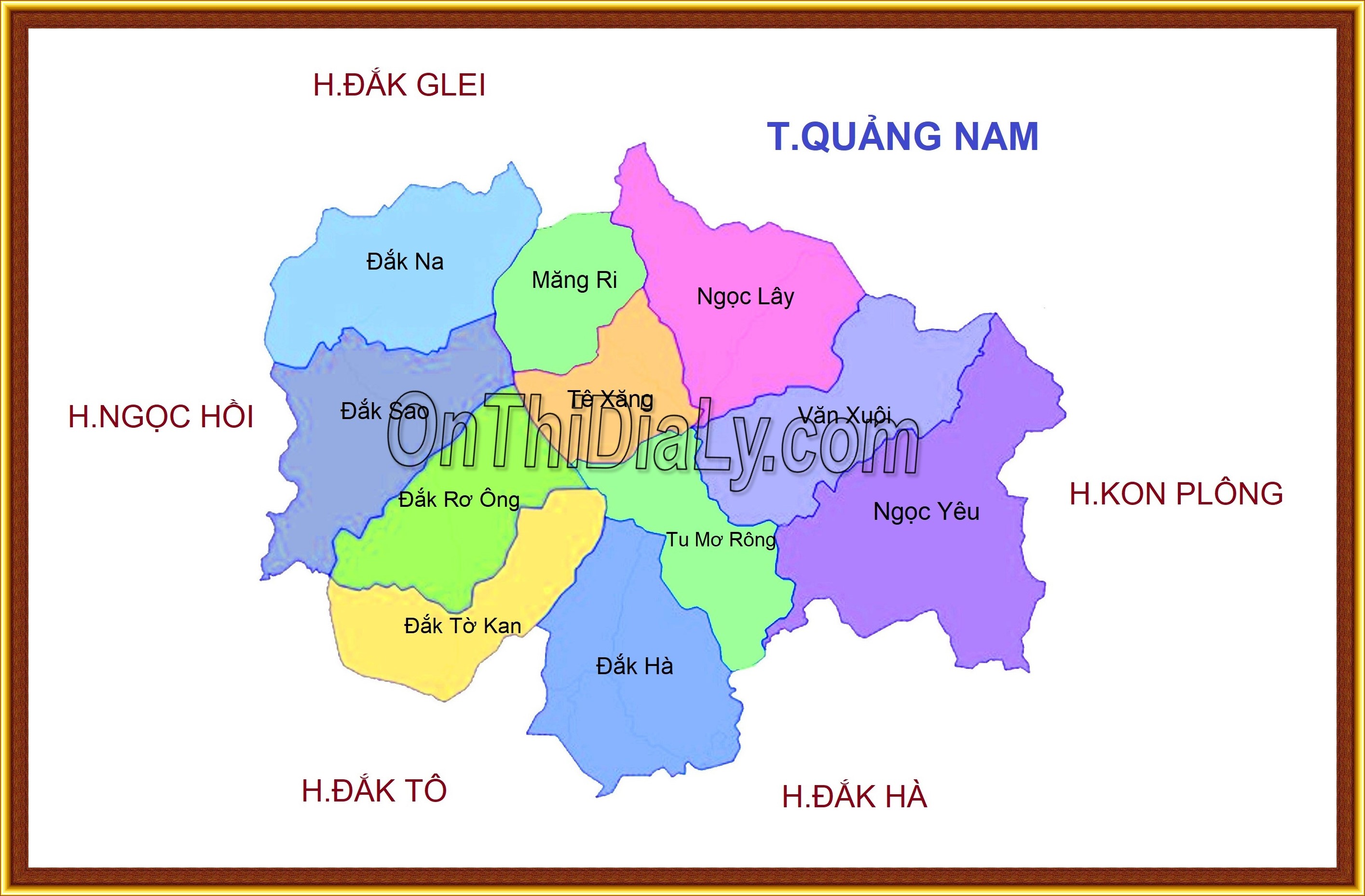 Bản đồ huyện Tu Mơ Rông, tỉnh Kon Tum