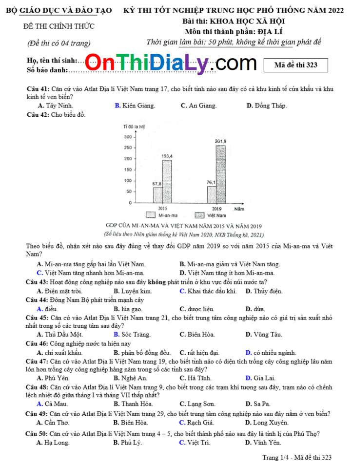 Dap An chinh thuc 2022